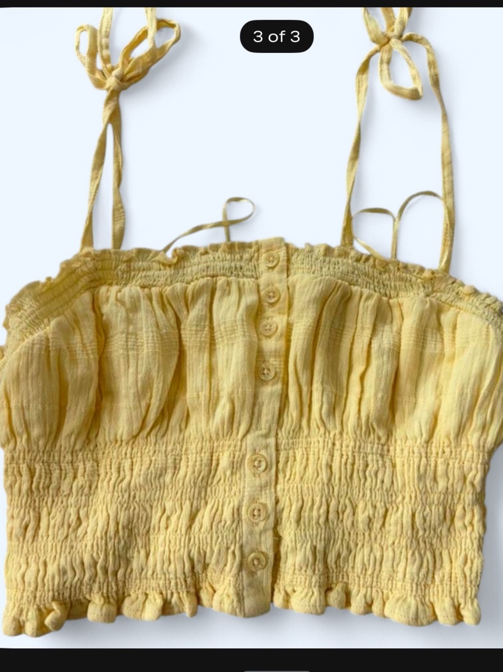 American Eagle Outfitters Yellow Smocked Button-Front Cami